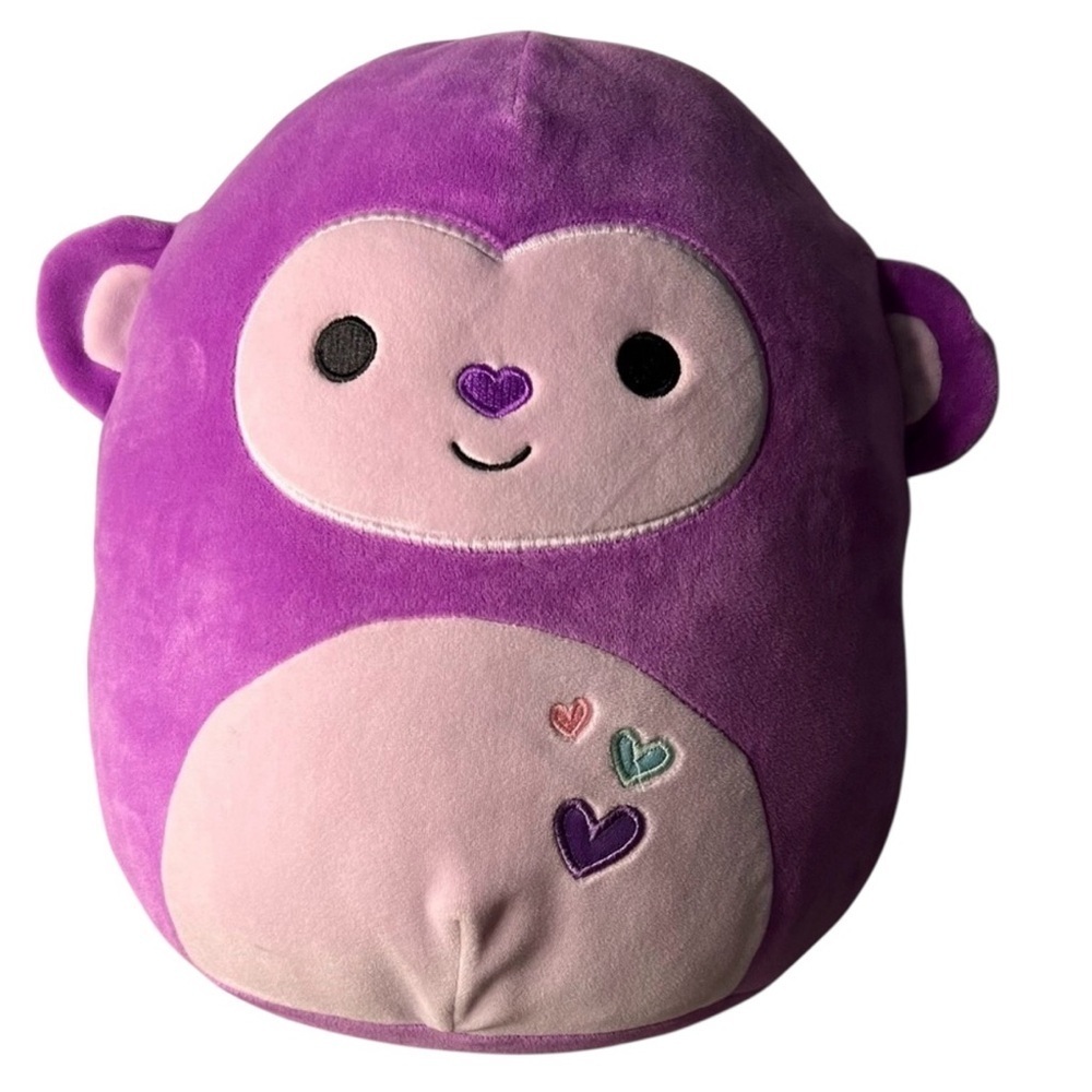 Squishmallows 12" Hartman Valentine‎ Plush Monkey Purple Heart Belly 2024